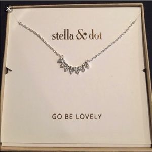 Stella & Dot Aurora necklace, pave triangle studs